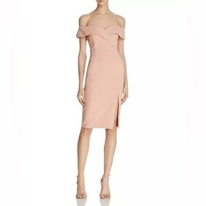 Bardot Womens Bella Off-the-Shoulder Sheath Dress in Peach. Sz 6/S